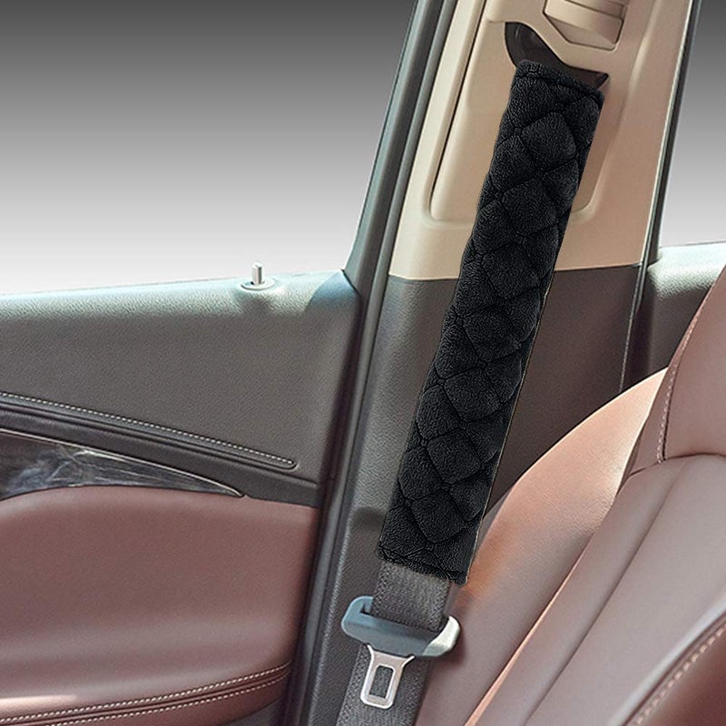 surpassme Car Seat Belt Pads Cover, 2 Pack Seat Belt Shoulder Strap Covers Protector to Release Stress to Your Neck and Shoulder for a Safety Driving (Black) - Image 2